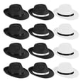 thumbnail image 3 of Fedora Brim Felt Church Hat Men Western Cowboy Hat Jazz Hat Summer Beach Sun Hat with Ribbon Band Men's 1920s Gatsby Gangster Costume, 3 of 5