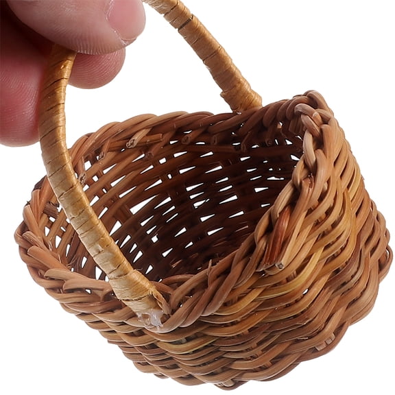 NIAIZEK 5-Pack Small Brown Woven Baskets with Handles for Wedding, Party, Home Decor and Storage