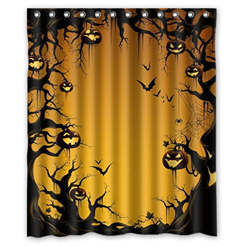 HelloDecor Halloween Shower Curtain Polyester Fabric Bathroom