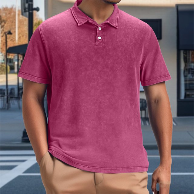 Blusa y camisa de manga corta con cuello vuelto para hombre, blusa informal de verano a la moda de color liso con cuello vuelto, blusa para hombre