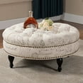 thumbnail image 2 of Palfrey Script Print Ottoman in Beige, 2 of 2