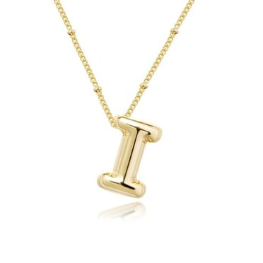 Gold Bubble Letter Necklace for Women, 14k Gold Plated Balloon Initial Letter Pendant Necklace Dainty Charm Initial Necklaces for Women Trendy Chunky Custom Name Necklace Gold Jewelry for Women