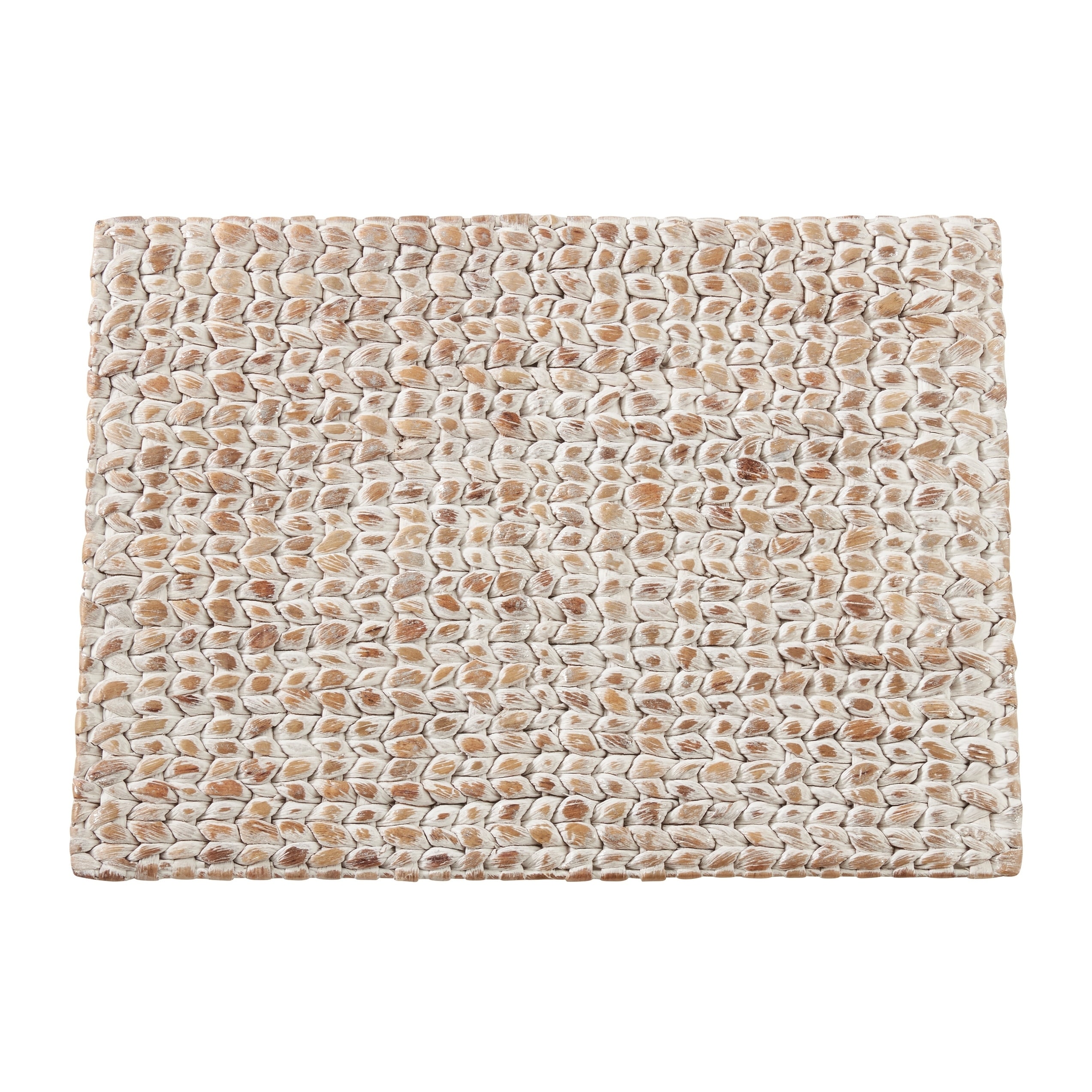 Natural Woven Water Hyacinth Rectangular Placemats Set of 4 (White