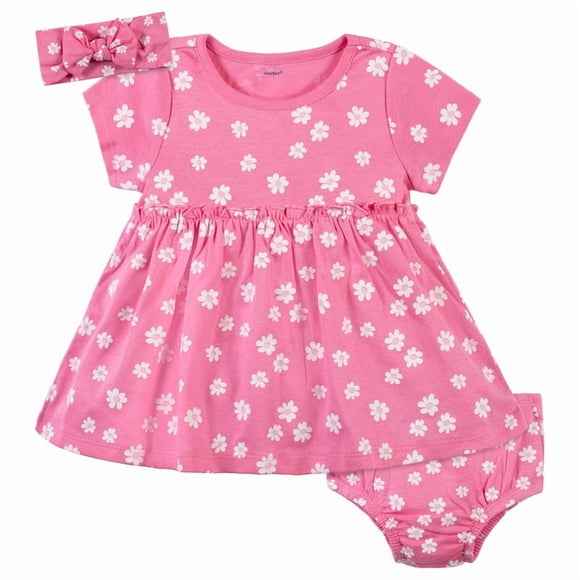 Set Gerber 1 Vestido, 1 Cubre pañal y 1 Diadema Niña Talla 12M
