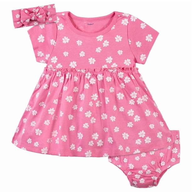 Set Gerber 1 Vestido, 1 Cubre pañal y 1 Diadema Niña Talla 24M