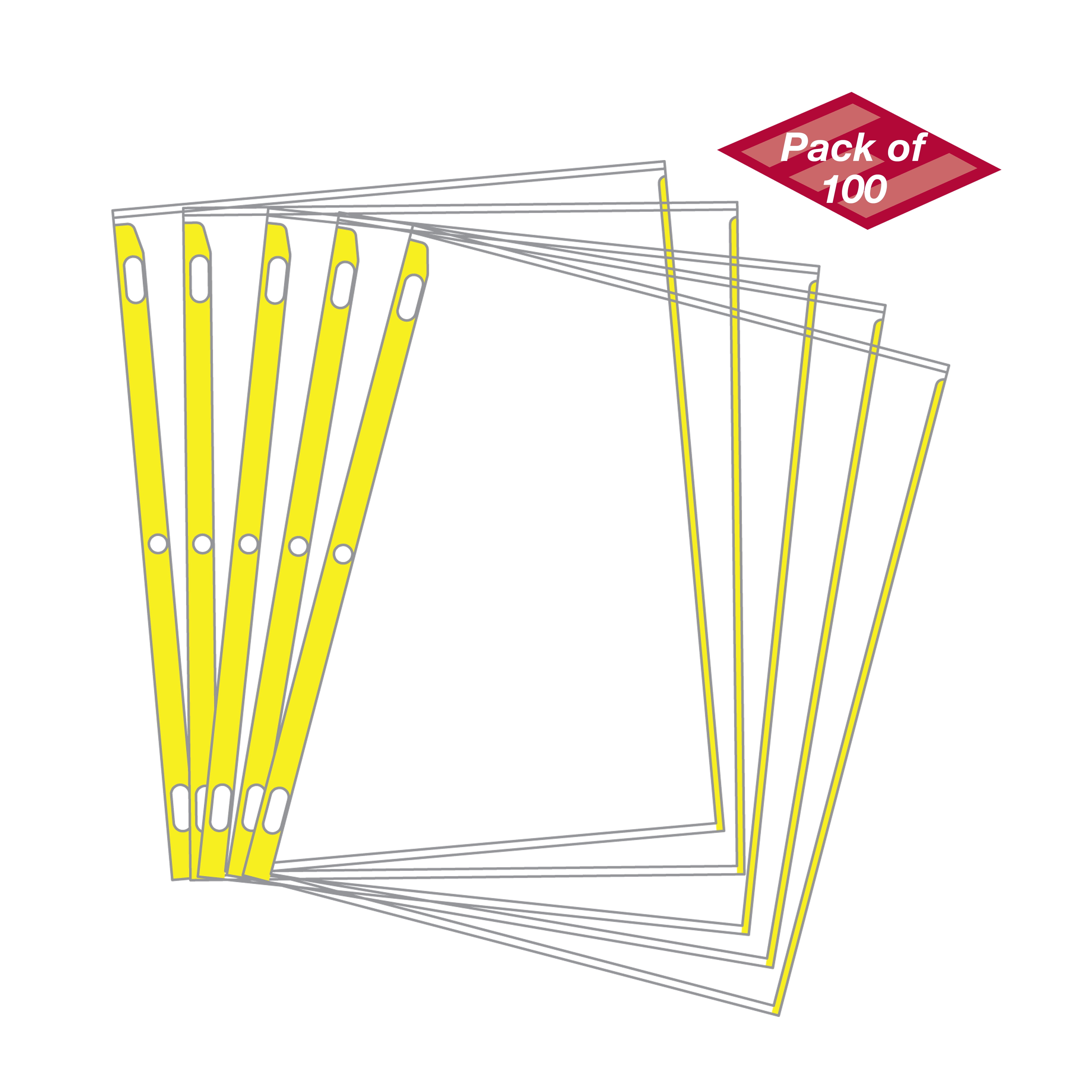 EnvyPak Sheet Protectors Color-Coded Edges 8.5' X 11' - 3 Hole Punched - Pack of 100 (Yellow) - Made in USA