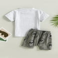 thumbnail image 4 of MesaSe Kid Boy Pants Suit  Short Sleeve  Neck Letters Print Tops + Drawstring Short Pants  Black 18-24 Months, 4 of 8