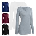 thumbnail image 4 of Camiseta de moda con cuello en v manga corta dobladillo redondeado largo casual ropa de fiesta MABOTO Gris, 4 of 7