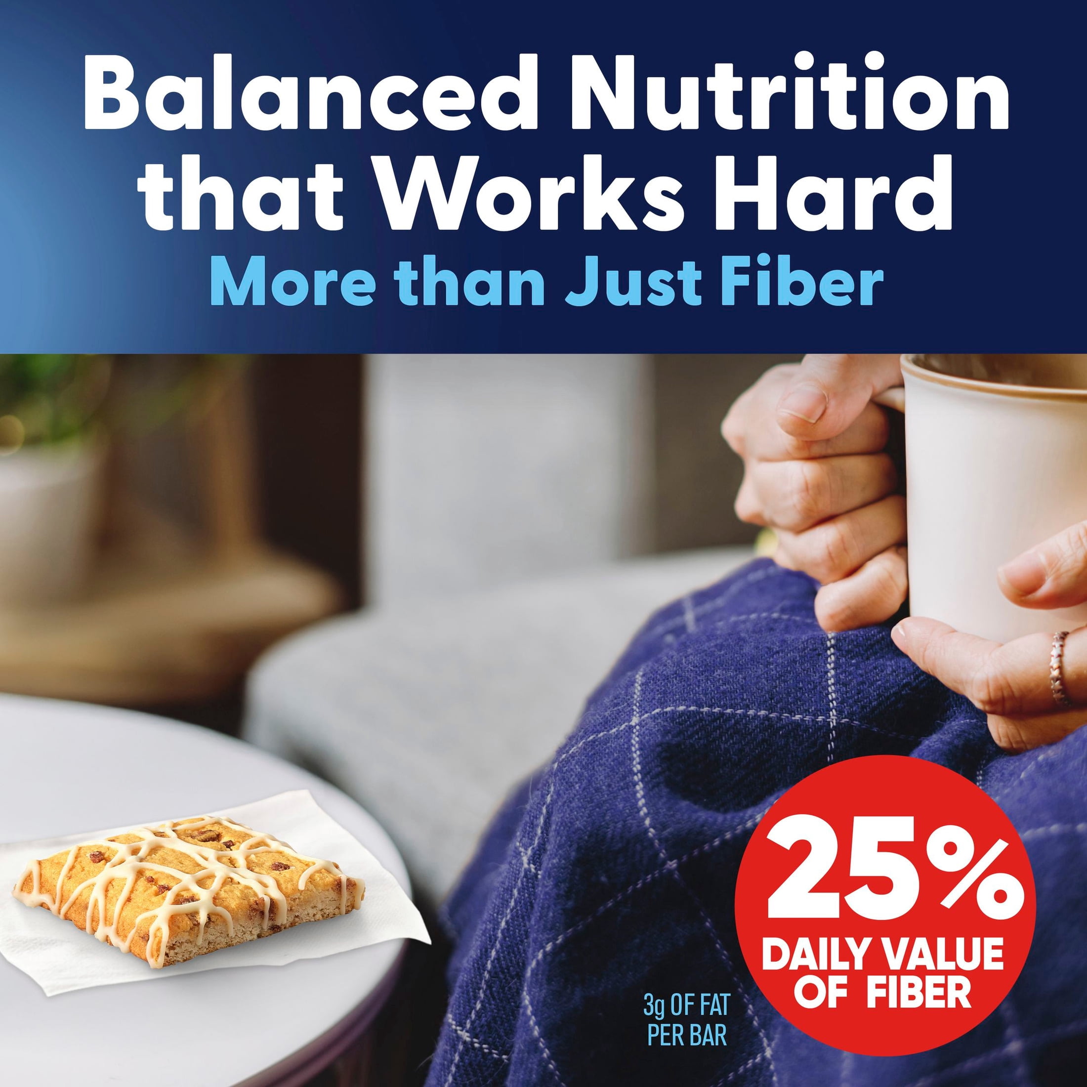 Fiber One Soft Baked Cinnamon Coffee Cake Bars, Fiber Snacks, Mega Pack, 18 Ct, 16 oz