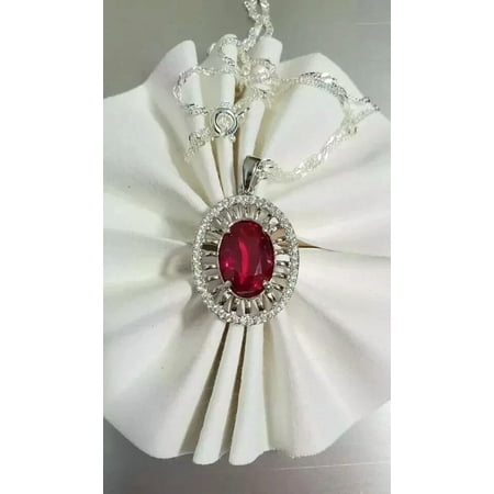 Ruby Gemstone Pendant | Genuine Red Ruby Necklace for Women | Sterling Silver July Birthstone Jewelry Gift gemstone Jewellery