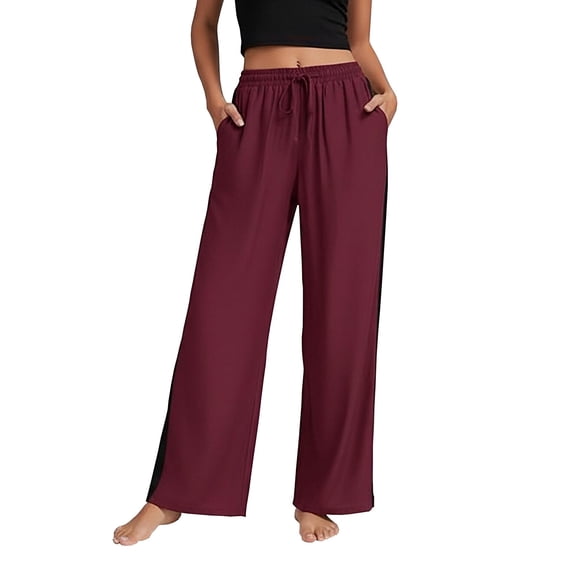 Aofany Womens Slacks Elastic Waist Straight Leg Pants Plus Size Casual Loose Commuting Trousers with Pockets