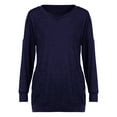 thumbnail image 4 of EQWLJWE T-Shirts Oversize pour Femmes Décontracté Automne Basique Col Rond Manches Longues Raglan Chandails en Molleton Pull-Over avec Poche T-Shirts Amusants pour Femmes 2023, 4 of 5