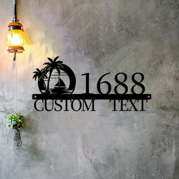 Custom Lake House Number Metal Sign, Address Plaque With Street Name, Door Hanger, Beach House Entrance Sign