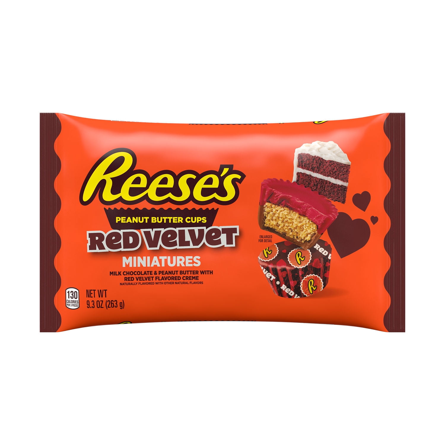 Reese's Miniatures Milk Chocolate and Red Velvet Flavored Creme Peanut Butter Cups Valentine's Candy, Bag 9.3 oz