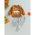 thumbnail image 2 of Wassery Baby Boys Girls Halloween Clothes 6M 12M 18M 24M 3T Toddler Long Sleeve Letter Pumpkin Print Sweatshirt Top Elastic Waist Sweatpants Casual Fall Outfit 0-3Y, 2 of 9