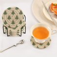 thumbnail image 6 of 6 Pcs Drink Coasters with Holder 3.94in Woven Coasters for Drinks Motifs Christmas Tree Pattern Coaster Set for Protection Table, 6 of 7