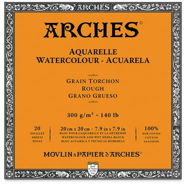 Arches Aquarelle Rough Watercolor Block 7.9"X7.9"- 140lb, 20 Sheets