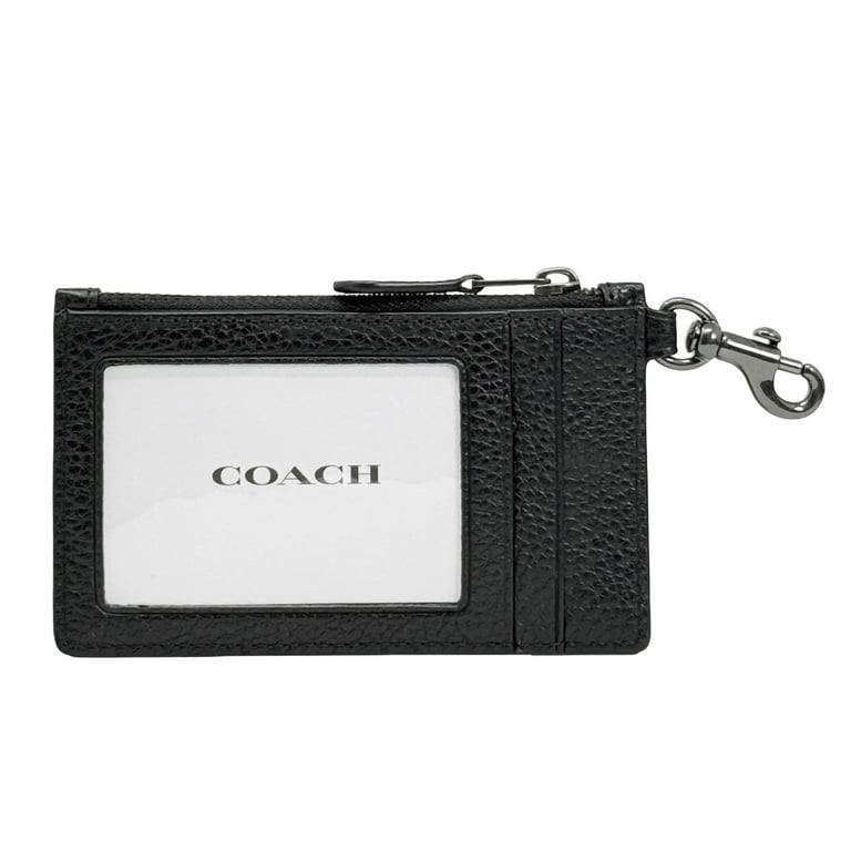 Coach Pebbled Leather Zip Lanyard Card Case (Black) - Walmart.com