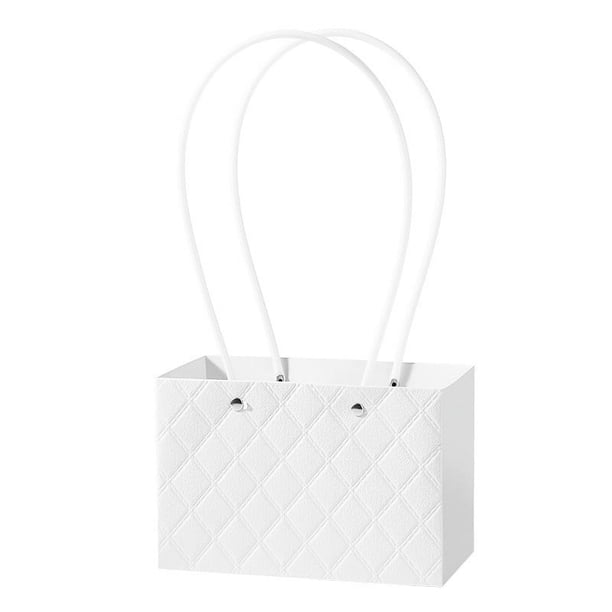 Xiao Hua 5 bolsas de regalo para el Día de la Madre, portátiles, con asa, impermeables, para arreglos florales, 11,4 x 10,9 x 12 cm (blancas).