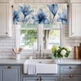 thumbnail image 2 of Blue Lily Flowers Valances for Windows Watercolor Spring Floral Rod Pocket Curtain Valance Window Treatment Short Curtains for Kitchen Living Room, 60"x18", 2 of 9