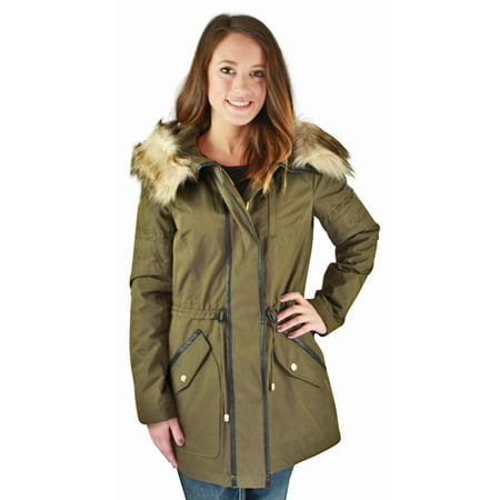 Jessica Simpson Anorak Women's Hooded Parka Winter Coat Faux (Best Winter Work Jacket)