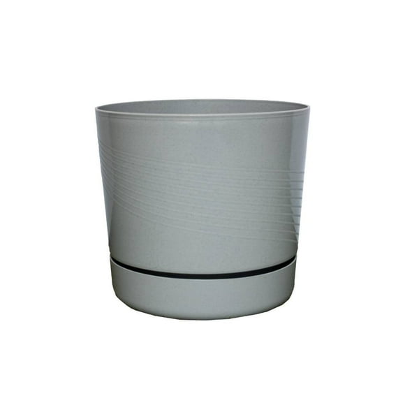 Maceta Con Plato Escurridor Duraware Elipse 10.5 Pulgadas Terminado Fibroso Gris Perla