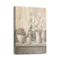 Country Charm Floral Bathroom Wall Art 12X16inch Canvas Prints featuring Farmhouse Bath Towel Vase, Stylish Home Decor