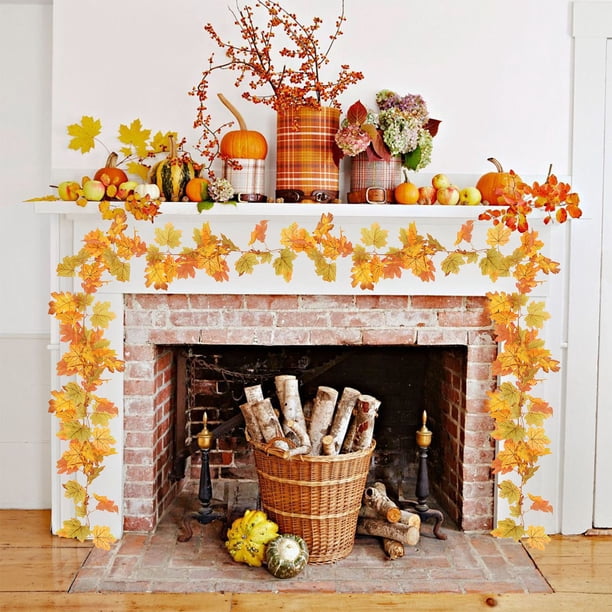 Uuiauoio Artificial Fall Maple Leaf Vine Garland, Autumn Thanksgiving Harvest Decor for Home Mantle Window Wall and Party Scene Setup, for Seasonal Table Centerpiece and Festive Indoor Decor