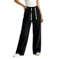 thumbnail image 2 of GUACER Drawstring Wide Leg Jeans for Women Casual High Waisted Stretch Loose Comfy Denim Pants with Pockets, 2 of 6