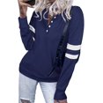 thumbnail image 2 of Womens Casual Sweatshirts Color Block Long Sleeve Sweaters Buttons Henley, 2 of 5
