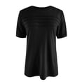 thumbnail image 5 of T Shirts for Women 2025 Short Sleeve Crewneck Lace Patchwork Pleated Front Casual Loose Tshirt Womens T Shirts, 5 of 6