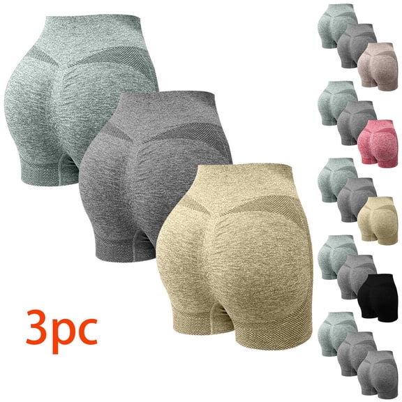 Abomasnow 3 Pack Workout Gym Shorts for Women Scrunch Butt Lifting Seamless High Waist Yoga Booty Shorts for Women
