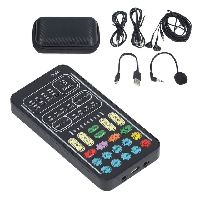 I9 Voice Changer Set, Multifunction Portable Mini Sound Card, 8 Different Sounds 8 Funny Sound Effects, For Game Voice Chatting Anchor Recording Singing