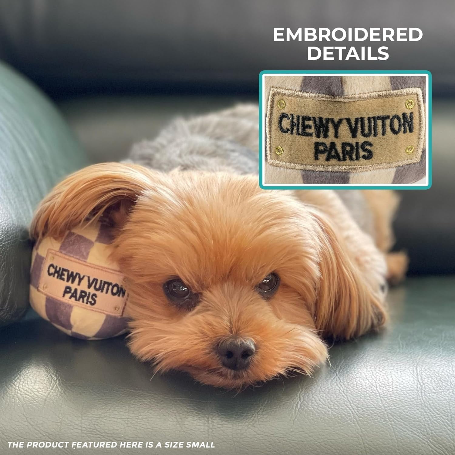 Haute Diggity Dog Chewy Vuiton Parody Squeaky Plush Ball Dog Toy, Small