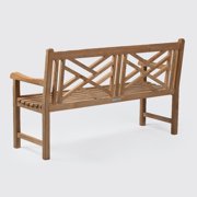 Ash & Ember Summit Grade A Teak 59 Cross Bench, Seats 2 People, Weather Resistant Solid Wood Patio Furniture, Crisscross Back Design with Tightly Spaced Slats