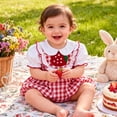 thumbnail image 4 of Gubotare Baby Boho Dress Newborn Baby Girl 4th Of July Outfit Summer Romper Toddler 0 3 6 9 12 18 24 Months (Red,0-3 Months), 4 of 8