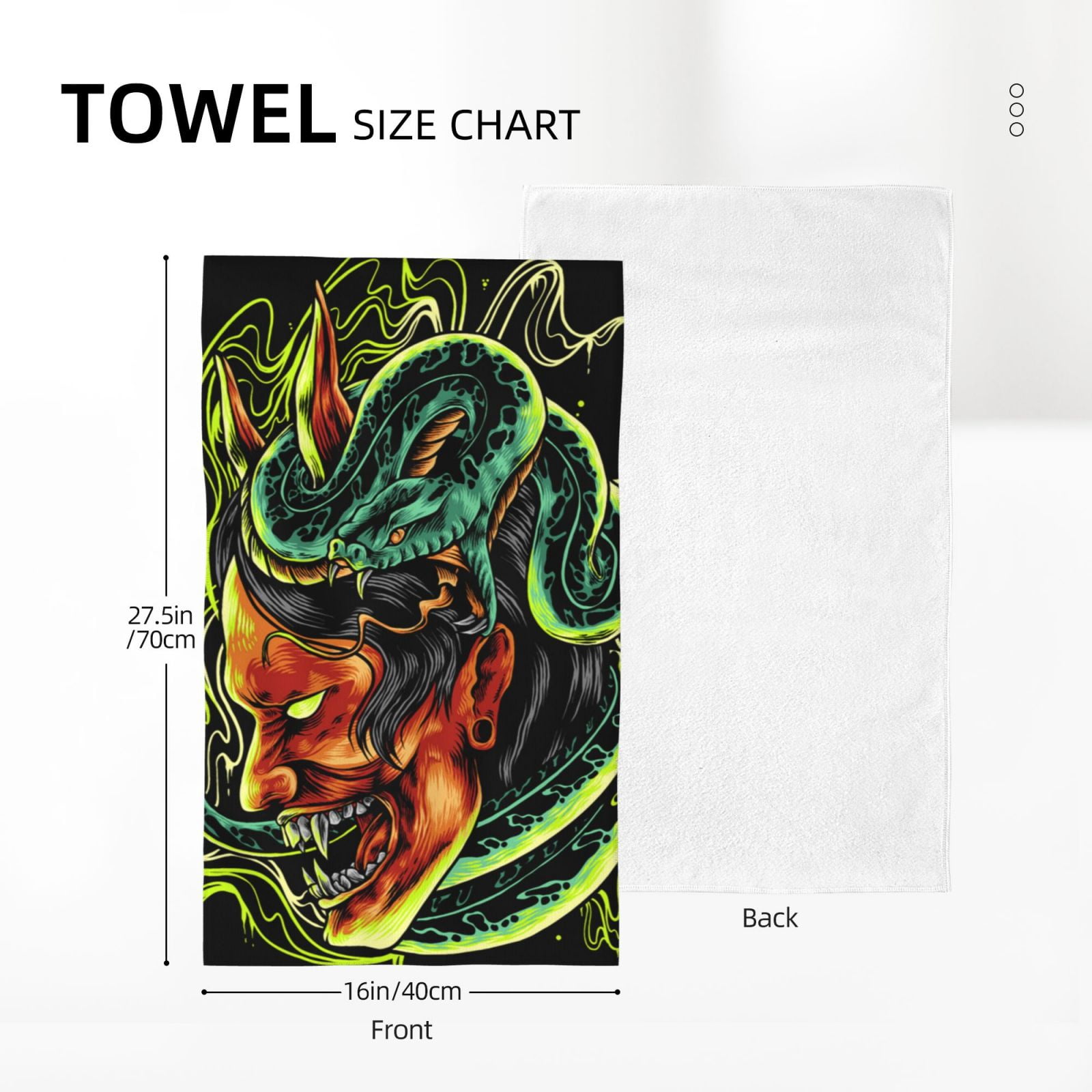 Devil Snake Demon Japanese 27.5" x 16" Ultra Soft Hand Towel, Face Wash Cloth for Bathroom, Gym, Travel, Pool