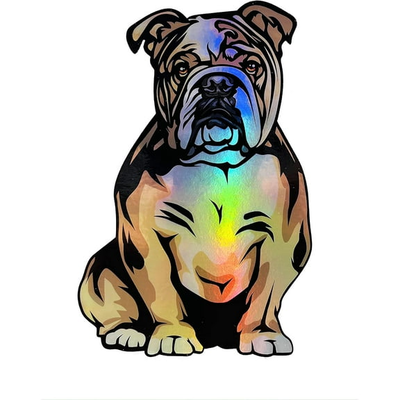 WickedGoodz English Bulldog Holographic Deal - Dog Bumper Sticker - for Laptops Tumblers Windows Cars Trucks Walls