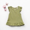 thumbnail image 2 of Sgkm Baby Kids Girl T Shirts with Fly Sleeve Ruffle Solid Color Cotton Top Round Neck Summer Clothes Breathable Green 12-18 Months, 2 of 6