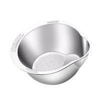 Tunhigl Stainless Steel Rice Washer & Strainer Bowl - 4-in-1 Versatile Colander for Quinoa, Vegetables, Beans & More - Efficient Side Drainers for Easy Rinsing & Cleaning Silver