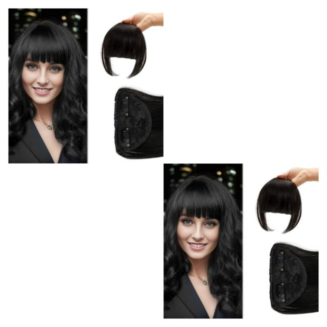 Transemion Fiber Air Bangs DIY Hairstyle With Easy To Wear Fake Fringe Suitable For Many Occasions Clip-On 2Set