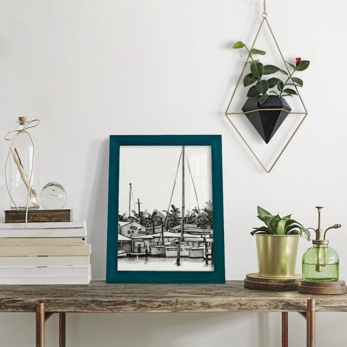Neutral Tropics III - Framed Print w/glass - Ocean Blue