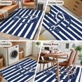 thumbnail image 5 of Area Rug 4x6 Ft, Navy Blue Anchor Nautical Non Slip Area Rugs for Bedroom, Navy Blue Striped Farmhouse Washable Low Pile Indoor Throw Carpet for Home Office Study Room Dining Room Nursery, 5 of 9