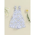 thumbnail image 2 of Suealasg Toddler Baby Girl Clothes Summer Short Overalls Flower Plaid Print Romper Jumpsuit Shorts Little Girls Cute Outfit, 2 of 7