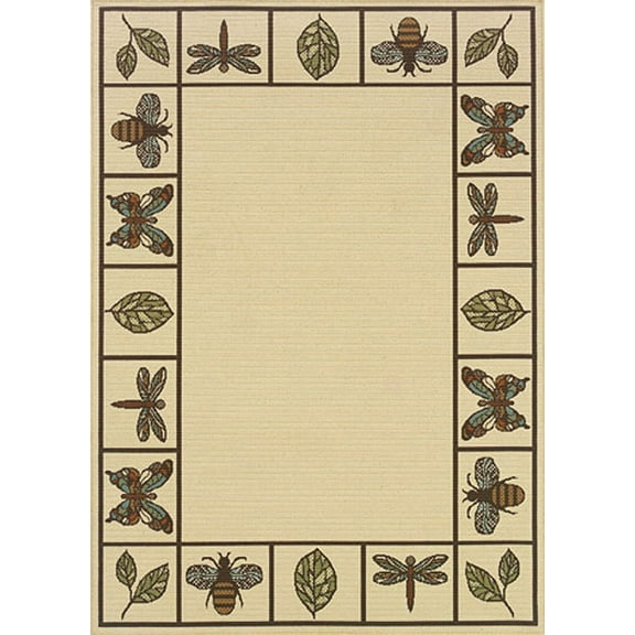 Moretti Wordhaven Area Rug 2266W Ivory Boxes Leaves 2' 3" x 7' 6" Rectangle