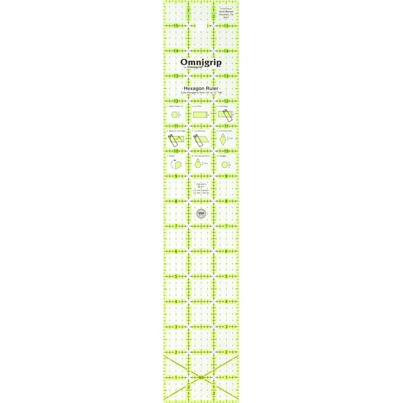 Omnigrip 3" x 16" Non-Slip Hexagon Quilting Ruler by Omnigrid