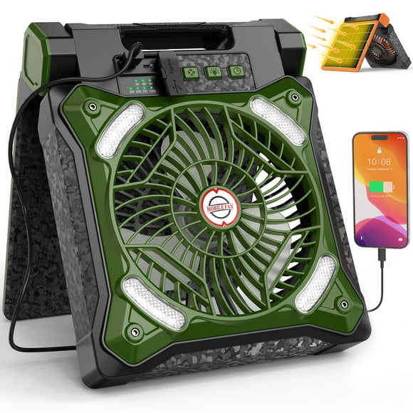 Ventilador solar para acampar KITWLEMEN mejorado con linterna de 36 horas de funcionamiento