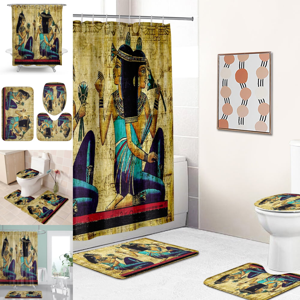 Ancient Egypt Pharaoh Mural Floor Memory Foam Rug Carpet Non-slip Door Bath Mat 