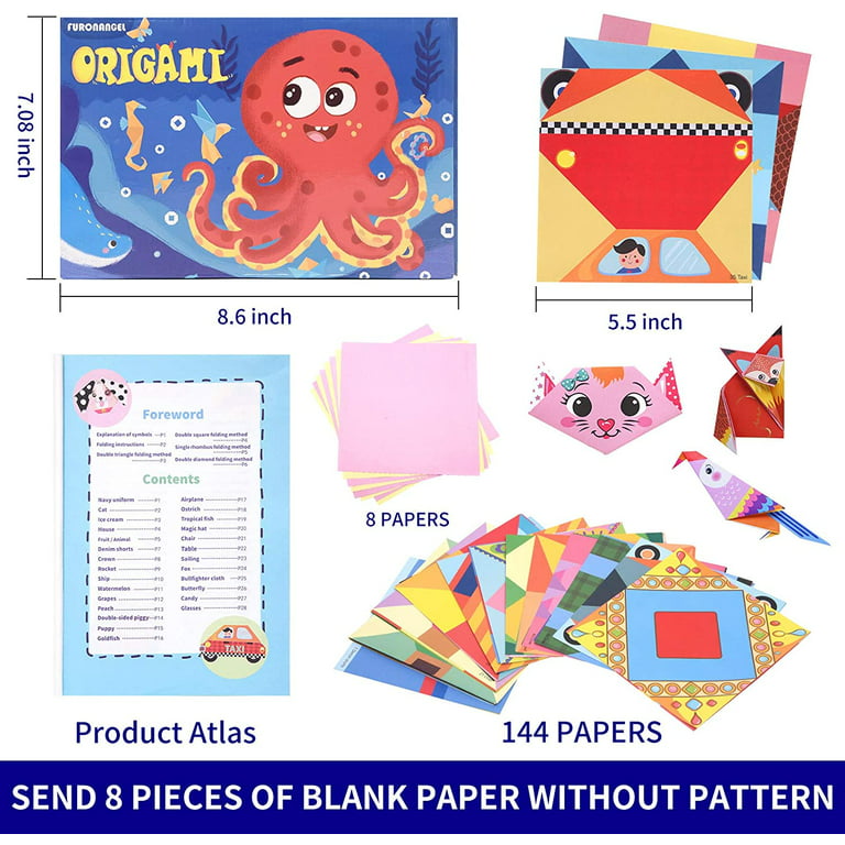 Origami Kit 144 sheets Origami Paper for Kids 72 Patterns with Craft  Guiding Book