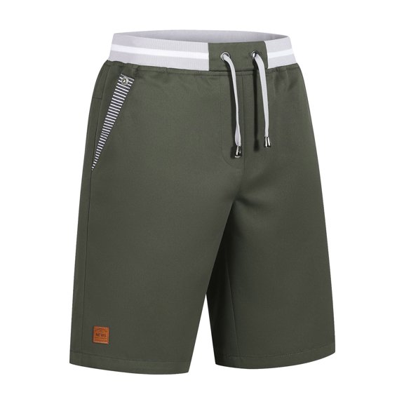 Dwellite Mens Shorts Casual Classic Fit Cotton Summer Beach Shorts with Elastic Waist and Pockets 2026 Army Green XL